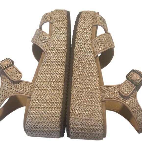 Lucky Brand Wagoo Woven Straw/Raffia Platform Buckle Sandals Size 7 - Picture 7 of 12